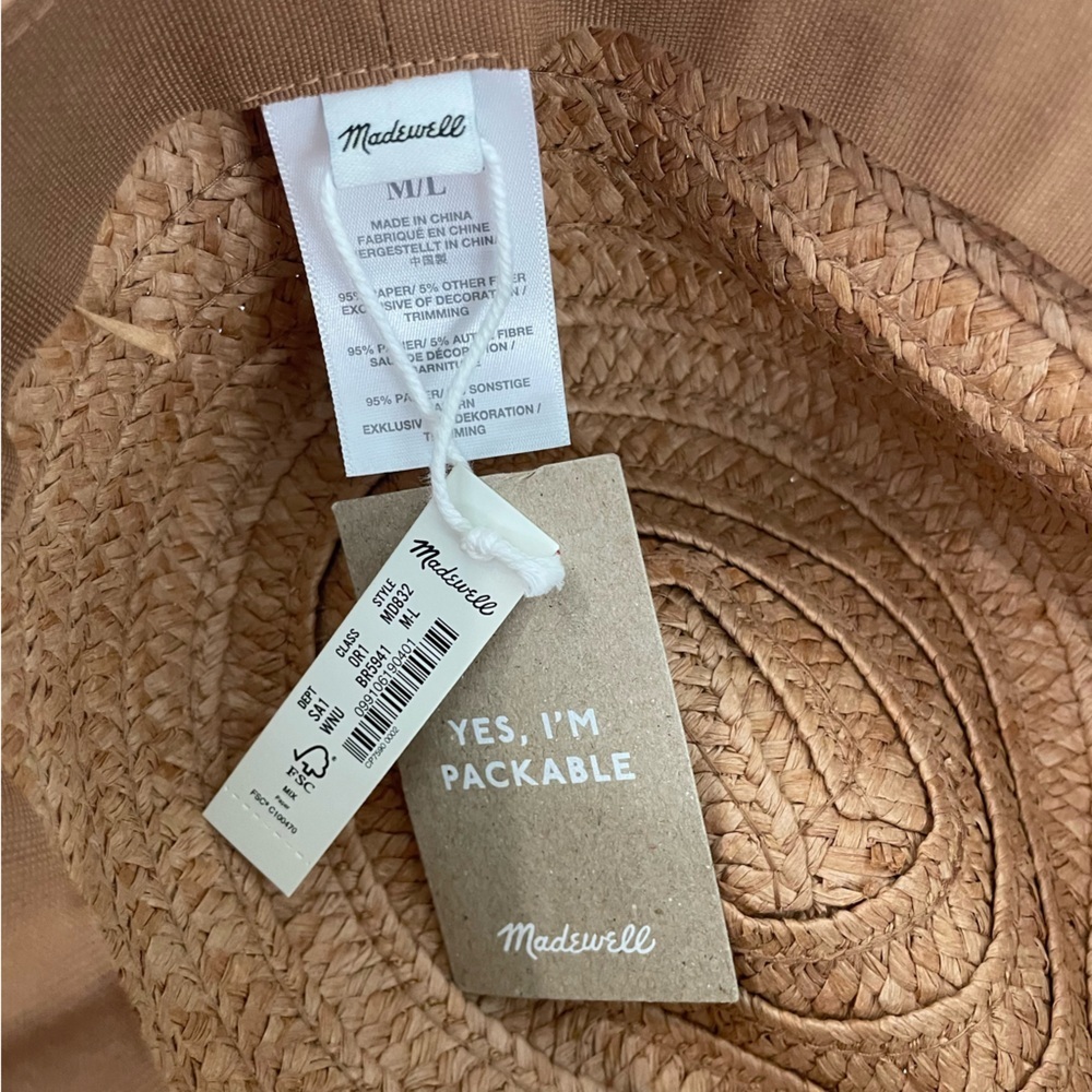 NEW! Madewell Packable Braided Straw Hat NWT Travel Vacation - Picture 6 of 7